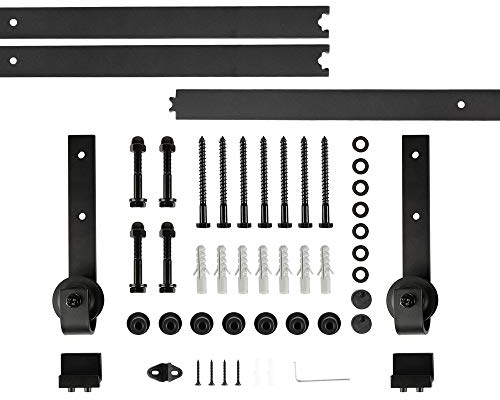Herraje Puerta Corredera Granero Kit, Accesorios Herraje Para Puertas Correderas, El kit de Riel Puerta Corredera de Granero Adapta A Una Puerta de Madera Rueda Grande,244 cm (tres etapas)