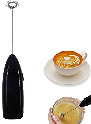 Milk Frother Handheld for Coffee,Foam Maker,Electric Whisk Drink Mixer for Lattes, Cappuccino, Frappe,Matcha, Hot Chocolate,Egg Mixer(Black) Multi-Purpose Hand Blender