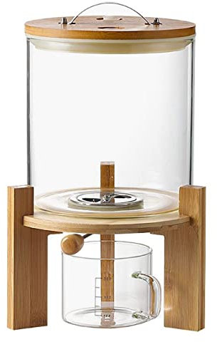 L'ÉPICÉA Glass Rice Dispenser with Bamboo Stand, Large Airtight Rice Storage Container, Cereal/Grain/Coffee Bean/Dry Food Dispenser Countertop, Rice Holder, Rice Bin5L/8L
