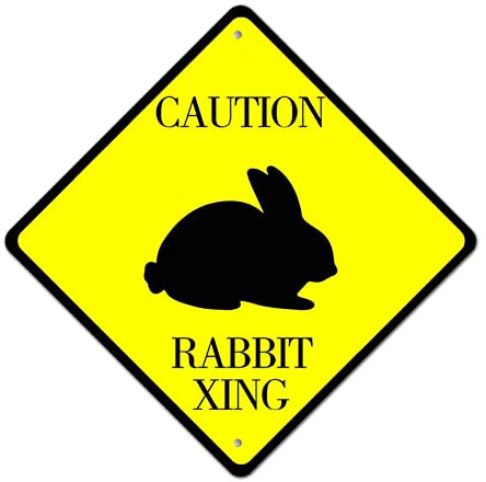 Metall-Blechschild, Hase, Xing, Hase, Kreuzung, Warnschild, Achtung, Vorsicht vor Kaninchen, Kreuzzone, einfache Montage, Aluminiumschild, Neuheit, Tierverkehrsschild für Landhaus-Dekorationen, 25,4