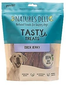 Natures Deli Duck Jerky Dog Treats 500 g (1-Pack) | Low Fat, Gluten & Grain Free, High Protein, Bite-Sized Chews for Training, Slow Roasted