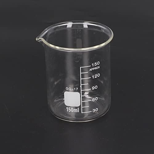Juego de vasos de vidrio borosilicato, 10 uds., vaso de precipitados de medición de laboratorio graduado 10/25/50/150/250ml con caño, cristalería científica para laboratorios, aulas y hogar (150ml)