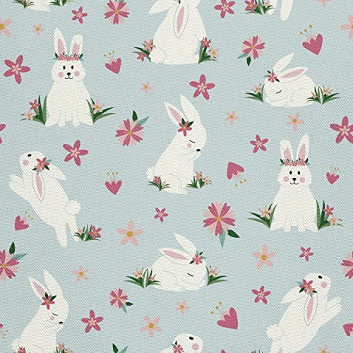 HEKO PANELS Oxford Wasserdichte Meterware Canvas-Stoff Polyester Zum Nähen Dekostoffe Wasserabweisend Blickdicht Hasen 1 Meter 155 x 100 cm