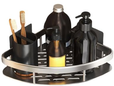 pdodo Étagère de douche adhésive sans perçage, avec support de rasoir à savon, étagère de douche en acier inoxydable, montage mural, organisateur de rangement pour salle de bain, cuisine