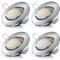 Brandson - 4x LED Deckenspot dimmbar und schwenkbar - Ultra Flache Spots Einbauleuchte - Einbauspot Deckenstrahler - Slim Aluminium Rahmen Edelstahl Optik - Abstrahlwinkel 120 Grad - 230V