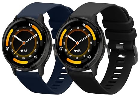 kwmobile Pulsera Compatible con Garmin Venu 3 Correa - 2X Correas de Silicona Flexible - Tamaño Ajustable