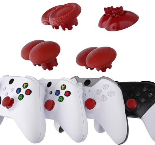 eXtremeRate Edge Stil Thumbsticks für Xbox Series X/S Controller, Swap Analogsticks Joysticks Aufsätz für Xbox One/S/X/Elite V1, für Switch Pro Controller-Karmin Rot