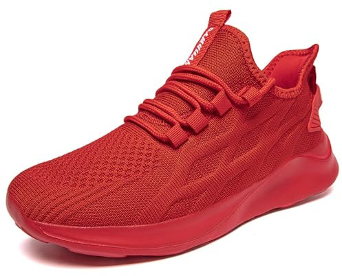 ZMBCYG Herren Sportschuhe Turnschuhe Laufschuhe Straßenlaufschuhe Tennisschuhe Sneaker Fitness Joggingschuhe Walkingschuhe Leichtgewichts Freizeit Atmungsaktive Schuhe Rot 46