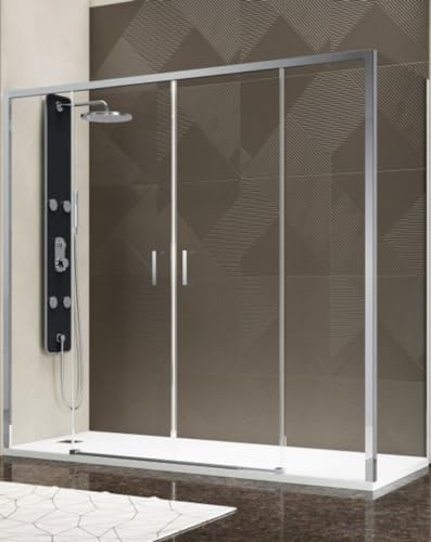 Duschkabine 75 x 170 cm, Höhe 200 cm, 1 festes Glas + Öffnung 4 Kristalle in der Mitte für den Eingang, transparentes Kristallglas