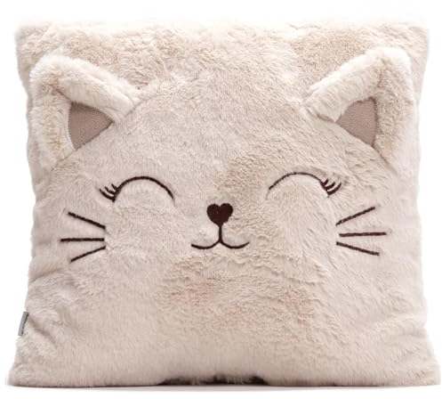 ecrou Kuschelkissen Kinder, Flauschig Dekokissen Mit Füllung, Kinderkissen,Zierkissen für Babyzimmer,Kinderzimmer Deko, Geburtstagsgeschenk für Frauen 35x35cm(Beige)