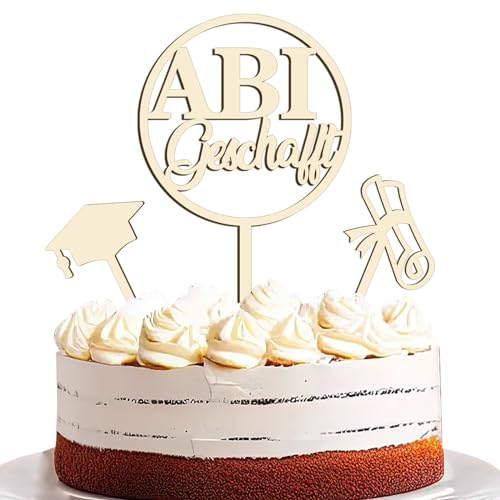 ABI Tortendeko,Cake Topper Abitur aus Holz,Bestandene Prüfung Cupcake Deko Tortenstecker Abschlussfeier Graduation Party Deko Geschenke