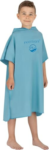 normani Kinder Mikrofaser Badehandtuch Strandtuch Badeponcho mit Kapuze aus 80% recyceltem Material für Jungen und Mädchen von 2-13 Jahren Farbe Blau Größe 10-13 Jahre