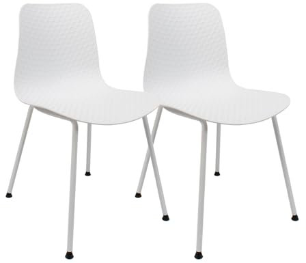 THE SECRET HOME - Silla de Diseño En Metal y Polipropileno para Comedor - Asiento de Hierro y PVC Apta para Interior - Ideal para Salón, Comedor y Cocina - 80 x 44,5 x 54 cm (2, Blanco)