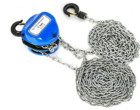1000KG/ 1T Kettenzug, Professioneller Flaschenzug, Professioneller Kettenzug Seilzug 4M Hubhöhe, Handkran mit 360° schwenkbarem Haken.