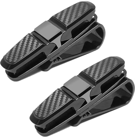 Brillenhalter für Auto Sonnenblende,2 Stück Brillenhalter Auto,Sonnenbrillen Brillen mit Kartenkarten Clip,180°Rotational Brillen Clip mit Karten Clip,Universal Doppelenden Brillenhalterung-Schwarz