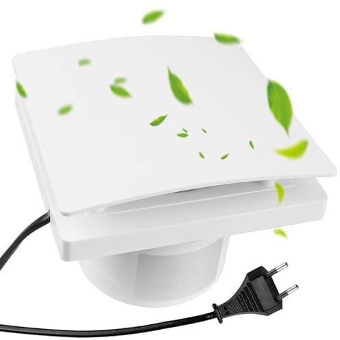 BAIFULAI Ventilatore da bagno Ø 100 mm, ventilatore di scarico con valvola di ritorno, ventilatore a tubo, ventilatore da bagno con spina europea 95 m³/h, 12 Watt/34 dB per bagno, WC, cucina