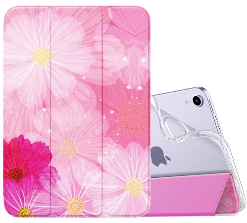 MoKo Case Fit New iPad Mini 7 (A17 Pro) 2024, iPad Mini 6th Generation Case 2021 (8.3-inch), iPad Mini 6 Case, Soft TPU Translucent Frosted Back Cover Case for iPad Mini 7th, Coreopsis