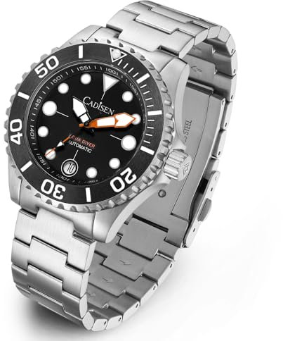 CADISEN Herren-Automatikuhr NH35A, mechanisches Edelstahlband, wasserdicht, lässig, 40 mm, Uhren für Herren, Schwarz, Modern
