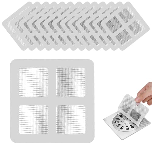 Wegwerfbare Duschabfluss Haarfänger 60 Stück Abfluss Haarfänger Netzaufkleber Abflusssieb für Dusche Haare Haarsieb für Waschbecken Sieb für Küchenspüle Duschrinne