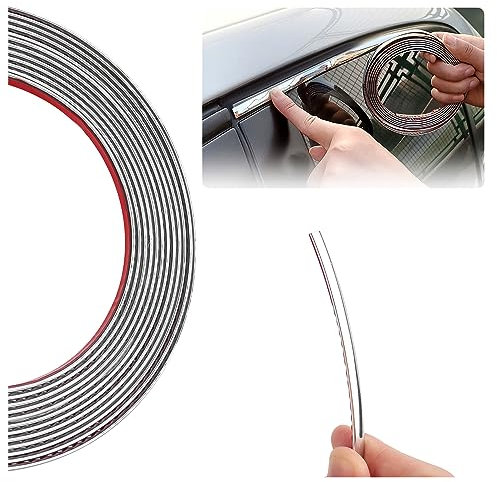 5M Voiture Chromé Baguette de Finition Bande,Bande Autocollante Voiture pour Garde-Bords de Porte & Pare-Chocs,Autocollants Voiture pour AméLiorer Votre Voiture Accessoires ExtéRieurs