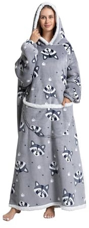 Kawoja Übergroße Hoodie Sweatshirt,Lange Hoodie Decke mit Kapuze,Super Weich und bequem Flanell Damen Kapuzenpullover,Kuscheldecke mit Ärmeln und Taschen für Erwachsene, Männer, Frauen, Teenager
