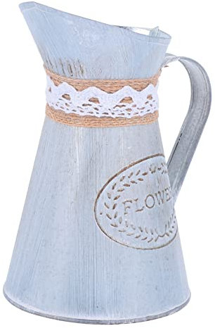 Levemolo 2pcs Vintage Iron Flower Jug for Home Decor Rustic Vase for Table Centerpiece Lightweight Design for Use for Gardening and Floral Arrangements