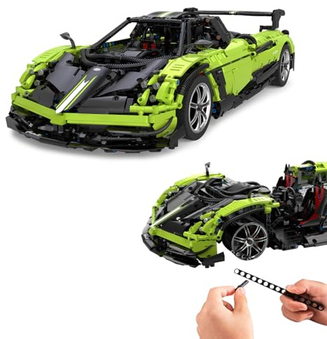 JAMARA 402826 Pagani Huayra BC 1:8 Bricks, Bricks Klemmbausteine, Modellbau DIY Bausatz Rennwagen Auto, 2892 Teile, ab 14 Jahre, manuell lenkbar, Türen manuell bewegbar, Grün