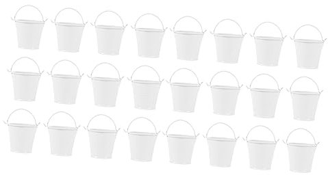 Supvox 2 Sätze Kleiner Eiseneimer Pflanzenständer Saftig Mini-fass Kräuterpflanzer Im Freien Blumenbank Blumenstecker Mini Blumentopf Aus Eisen Eiseneimer Mit Henkel Weiß 12 Stück * 2