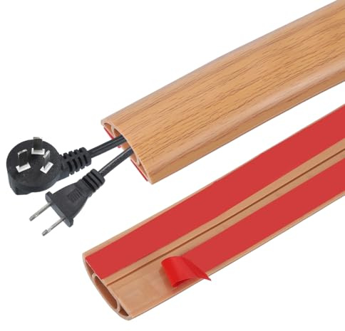 PATIKIL Selbstklebende Kabelkanal Gelb Eiche, 4 cm x 3 Meters Flexibler Kabelkanal aus PVC, Kabel Sockelleisten Kabelbrücke für Kabelmanagement Schreibtisch Böden Wand Zuhause Büro Lager