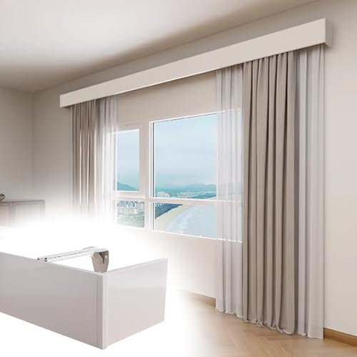 Cantonnière décorative extra longue de 3 m à montage mural blanc pour volets roulants, séparateur sans rail nécessaire