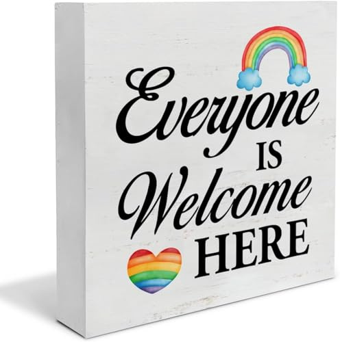 5x5 Inch Rainbow Pride Welcome Sign - Classroom Decor - Office Shelf