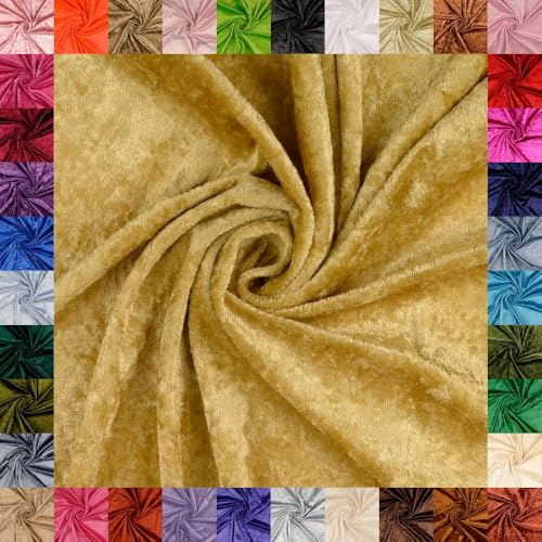 fingsi Mats Pannesamt Stoff – Coupon – edler glänzender Stretch Stoff – 145 cm breit – Dekostoff – Kostüme – Bühne – Vorhänge – Bekleidung – Möbel (21. Gold 2,0m)