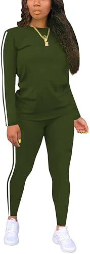 BNGPIKLY Loungewear Sets Woman Striped Hockey O Neck Long Sleeve Top Pants