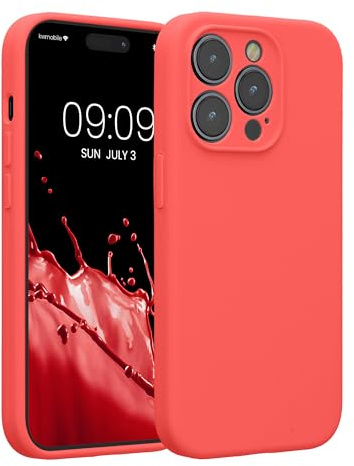 kwmobile Case Compatible with Apple iPhone 14 Pro Case - Slim TPU Silicone Phone Cover - Soft Touch Finish - Neon Coral