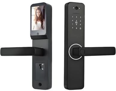 Cerradura inteligente con huella dactilar DSKDFTY, teclado electrónico biométrico, WiFi, mirilla, cámara, batería recargable, for casa, apartamento, aleación de zinc HR06, de esquinas redondeadas de.