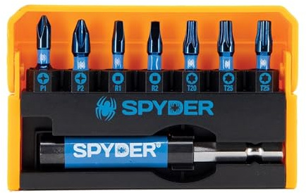 Spyder 8-Piece Impact Screwdriver Bit Kit, includes 3-Inch Magnetic Bit Holder (19027)