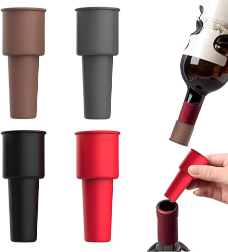 YUPZAR Set da 4 Pezzi Tappo Riutilizzabile per Bottiglie di Vino Spumante,Tappo in Silicone per Bottiglie di Vino per Birra, Champagne, Prosecco,Doppia Guarnizione, Sicura e Durevole