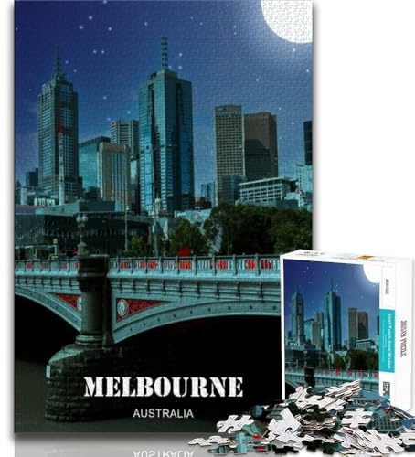 Melbourne City, Australien, Puzzle für Erwachsene, 1000 Teile, Denksportspiel, Wanddekoration, einzigartige Geburtstags, 38x26cm
