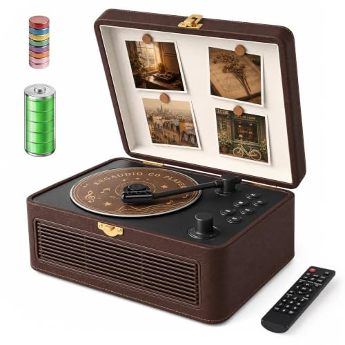 CD Players for Home Retro: Kegaudio CD Player Portable Bluetooth Brown PU | Vintage CD-Player with Speakers & Radio & Remote Control Support USB/AUX Playback Headphone jack