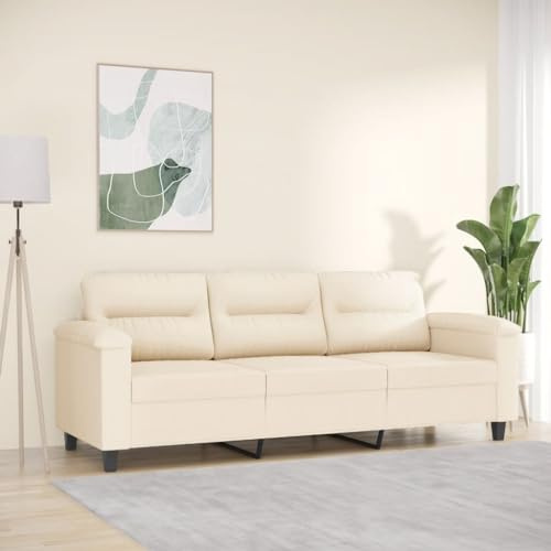 RMIHSJG 3-Sitzer-Sofa Beige 180 cm Langlebiges Mikrofasergewebe mit Metallgestell für Robustheit und Stabilität Bequemes Polstersofa Modernes Design Wohnzimmer Sitzmöbel