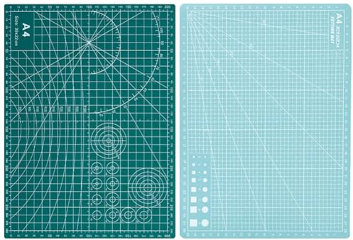 YIKUBO A4 Cutting Mat,Two-Color A4 Green&Mint 30X22 CM Double-Sided Printing Craft Cutting Mat with Grid Lines for Cutting, Clay Crafts, Other DIY Projects