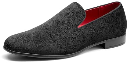Bruno Marc Men's Dress Loafers Velvet Tuxedo Slip-on Shoes Party Wedding Red Bottom for Male,Size 11,Black,SBLS26007M