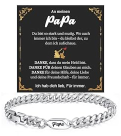 XUANPAI Papa Geschenke Armband für Männer - Geburtstagsgeschenk für Papa Vater Geschenk Edelstahl Kubanisches Festa Del Papà Armband mit Papa Gravur, Herren Armband für Papa von Tochter Sohn Vatertag