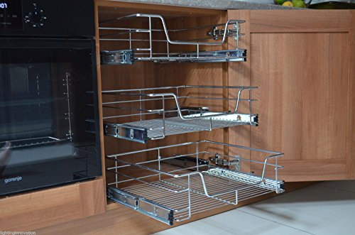 Lighting Innovations 6 X 500MM PULL OUT WIRE BASKET KITCHEN LARDER BASE UNIT CUPBOARD SOFT CLOSE