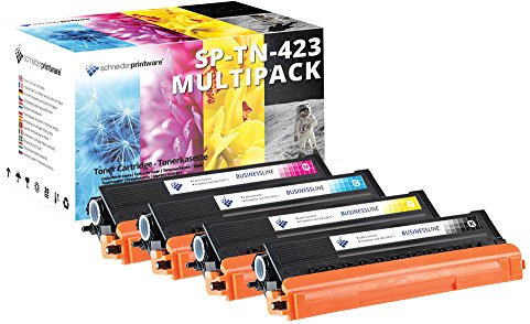 4 Schneider Printware Toner | 30% höhere Druckleistung | kompatibel zu Brother TN-423BK TN-423C TN-423M TN-423Y |Reichweite : Schwarz: bis zu 8.450 Seiten, Farbe: bis zu 5.200 Seiten