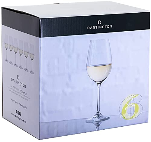 Dartington Crystal Six White Wine Glasses, Set of 6 | White Wine Glasses | 223mm | 350ml | Suitable for Everyday use and Special Occasions, Six is a Set of Elegant and Functional Glasses