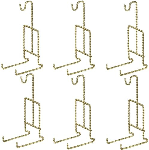 HOHIYA 6 pcs Tea Cup and Saucer Display Stand Holder Rack Teacup Easel for China Coffee Mug Organizer Twist Wire Taiwan Made Gold