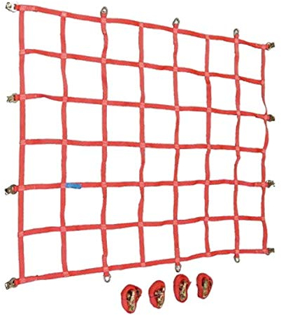Ladungssicherungsnetz von kuriershop, Rot, Haken, D-Ring, Polyester, Auto, LKW, 1,57 x 1,35 m, LC 800 daN, DEKRA zertifiziertes Gurtbandnetz