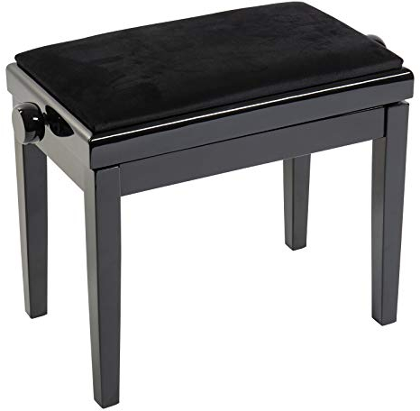 Fame PB-10C PE Klavierbank, Höhenverstellbar 48-56cm, Hochglanz Schwarz, Samtbezug, Polsterung, Gummifüße, 55cm Breite, 32cm Tiefe, 9kg Gewicht, Perfekte Ergänzung für Ihr Piano