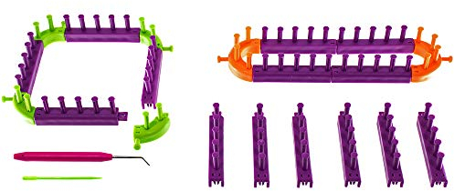 Snap Together Create Your Own Loom Knit Kit - inkl. 20 Connectable Loom Pieces, 1 Picking Hook und 1 Kunststoffnadel - zum Kreieren von Mützen, Schals, Decken, Schalen und mehr